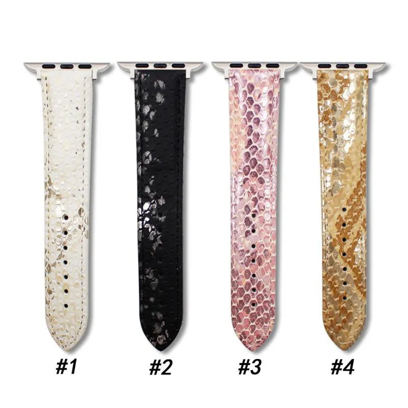 PU leopard print watch strap for Apple Watch 38mm and 42mm case sizes