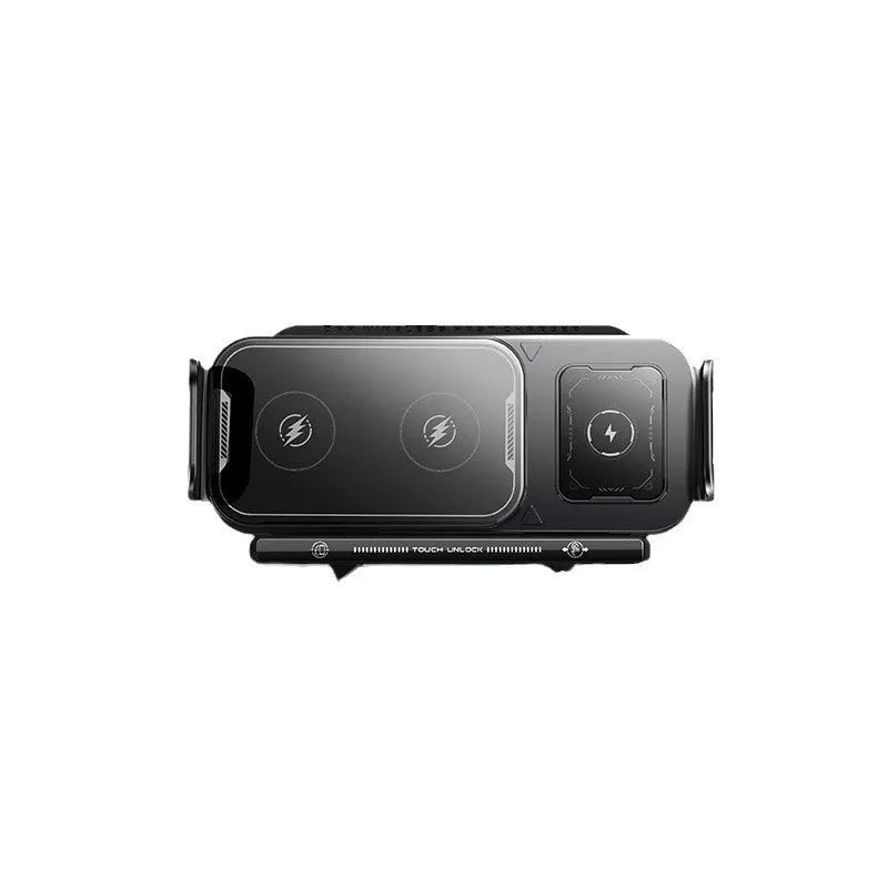 Foldable screen mobile phone car support wireless charger in black with Z1 base
