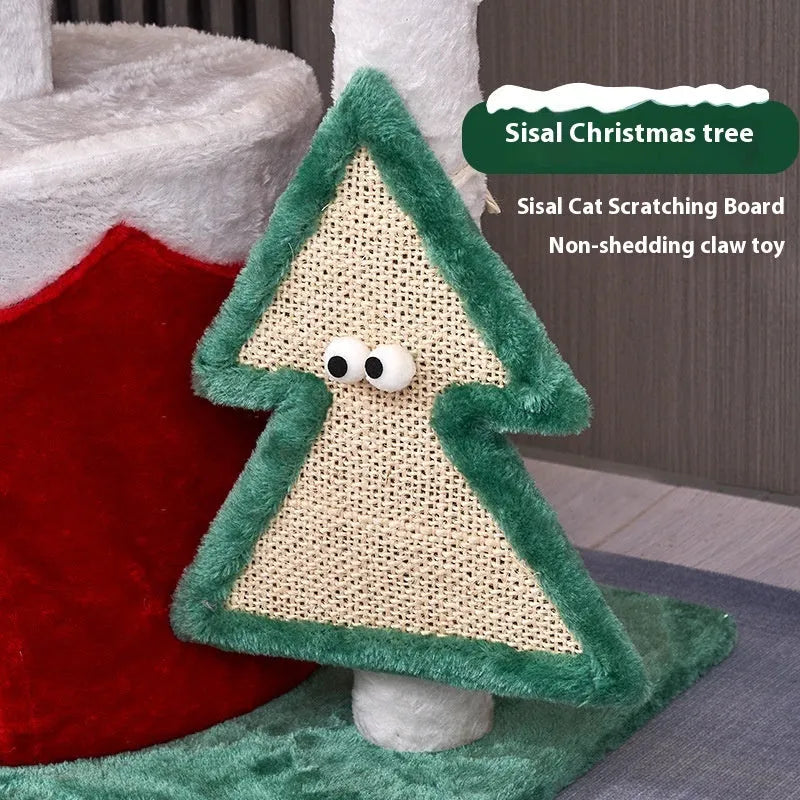 Cat scratch integrated toy with Christmas colour matching and density plate construction