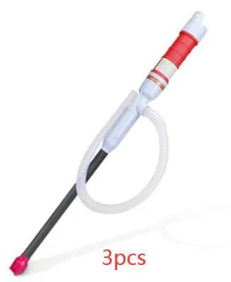Manual hand pump fuel transfer siphon in blue or red colours for gasoline oil water chemical liquids