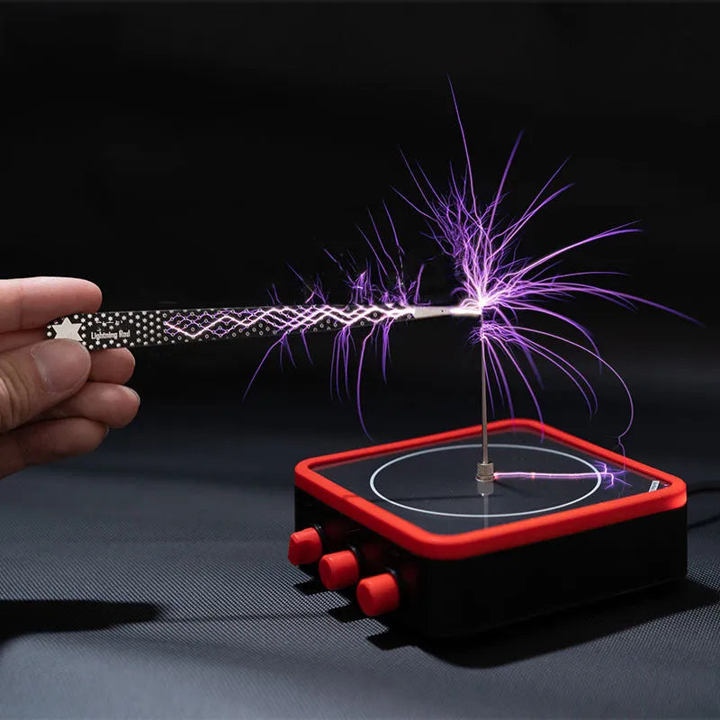 Music Tesla coil with Bluetooth, adjustable 0-8cm lightning, 96 x 96 x 33mm host, black or red, with power supply and accessories