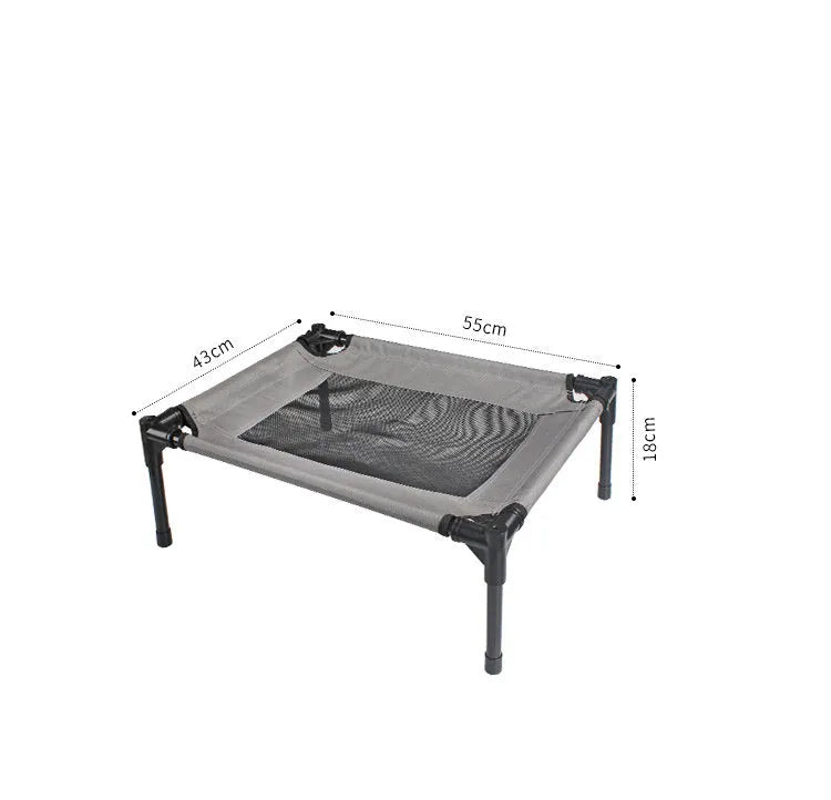 Black portable dog bed with steel frame and removable Oxford cloth cover