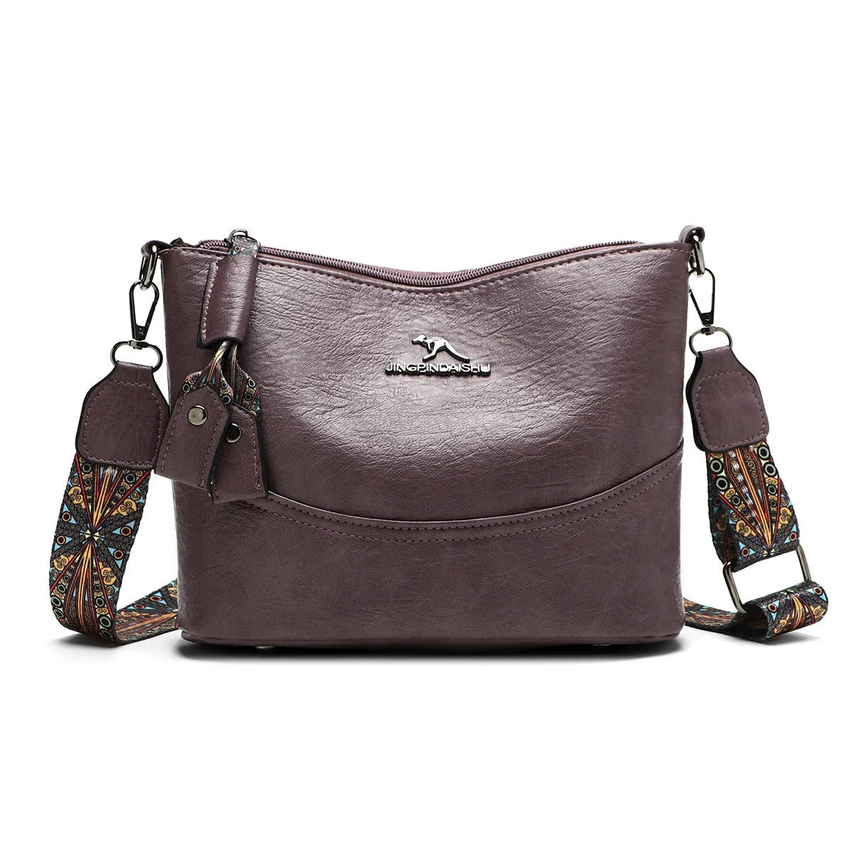 Simple all-match shoulder messenger bag in PU, horizontal square shape, six colour options including beige and black