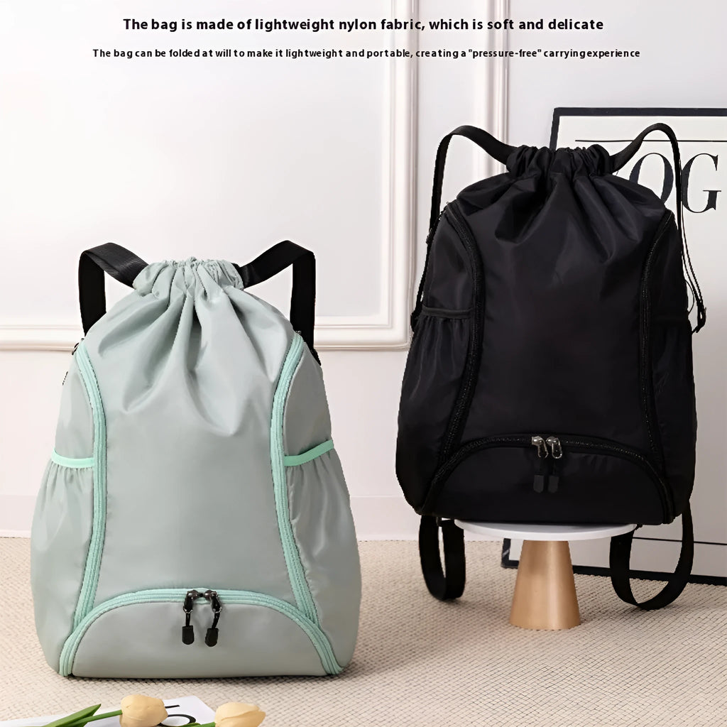 Large capacity cube-style sports backpack with drawstring closure in five colour options