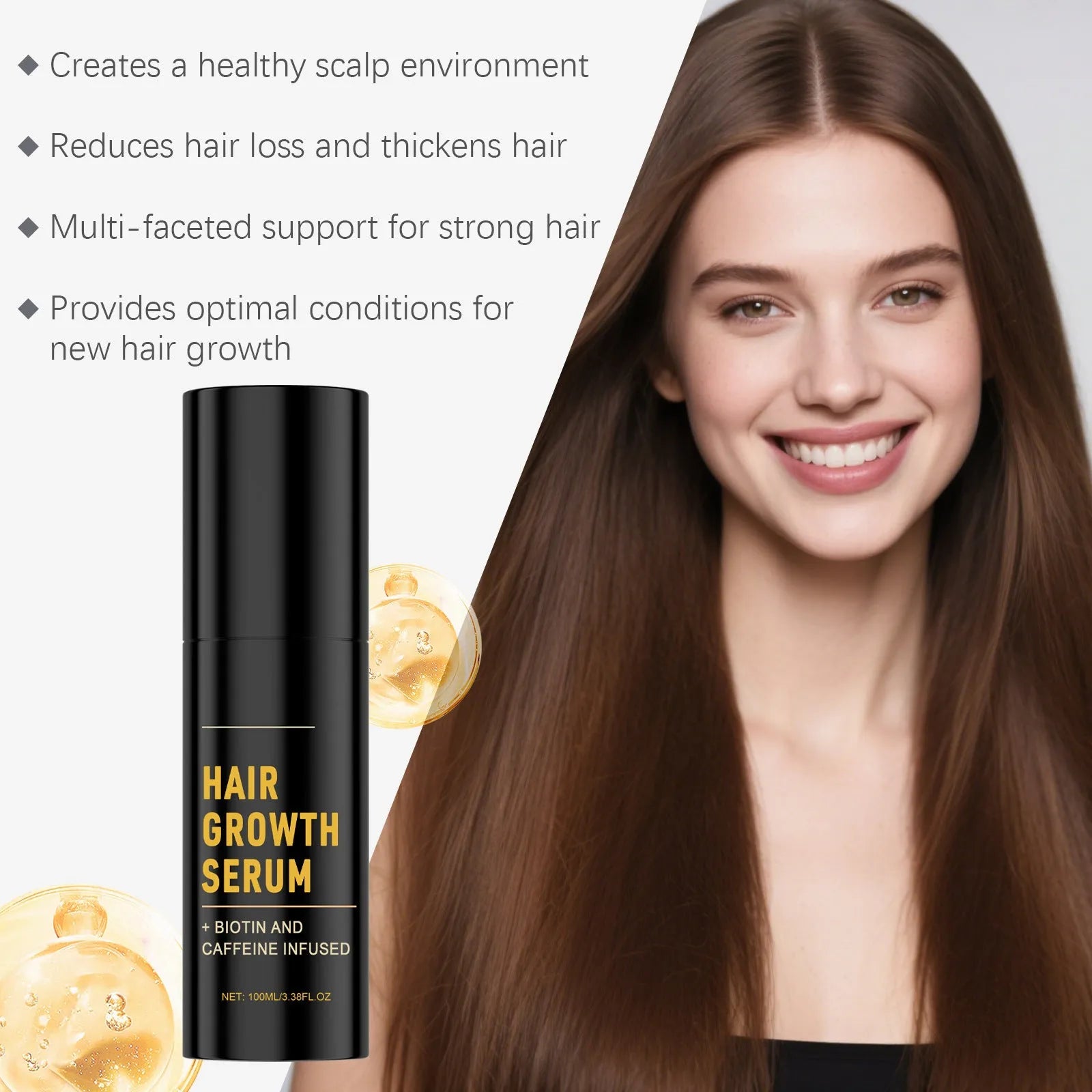 100ml Daily Hair Nourishing Moisturizing Spray with biotin and caffeine in a plastic bottle