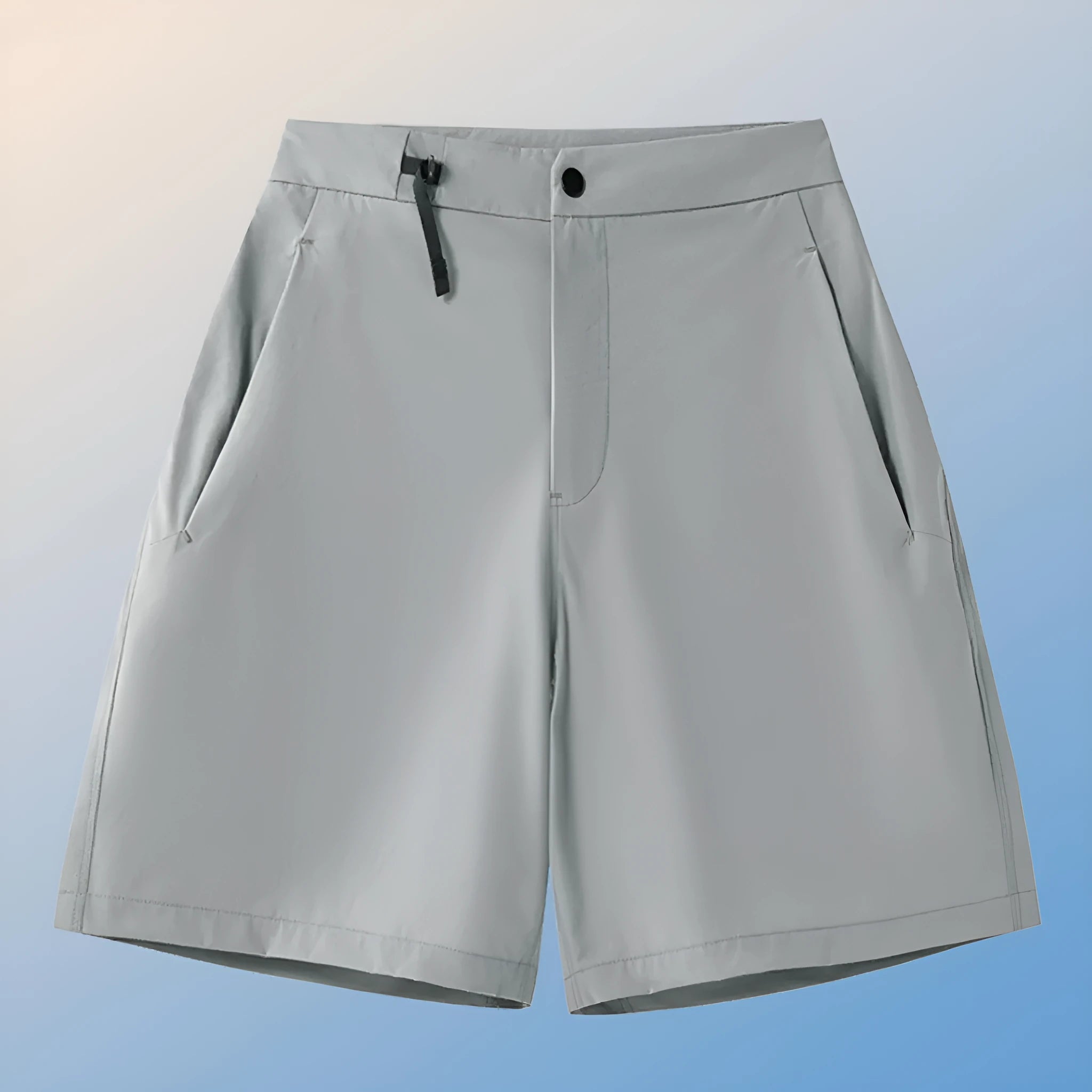 Man wearing solid-colour quick-dry sports shorts with an elastic waistband for running or climbing.