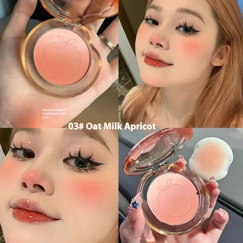 Bubble gradient design powder blush compact open, showing six shade options for dry skin.
