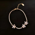 Women's copper bracelet with zircon inlay geometric quadrilateral design gold colour