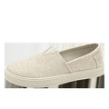 Men's linen-style cloth shoes in canvas with PVC soles showing round toe and sewing thread details
