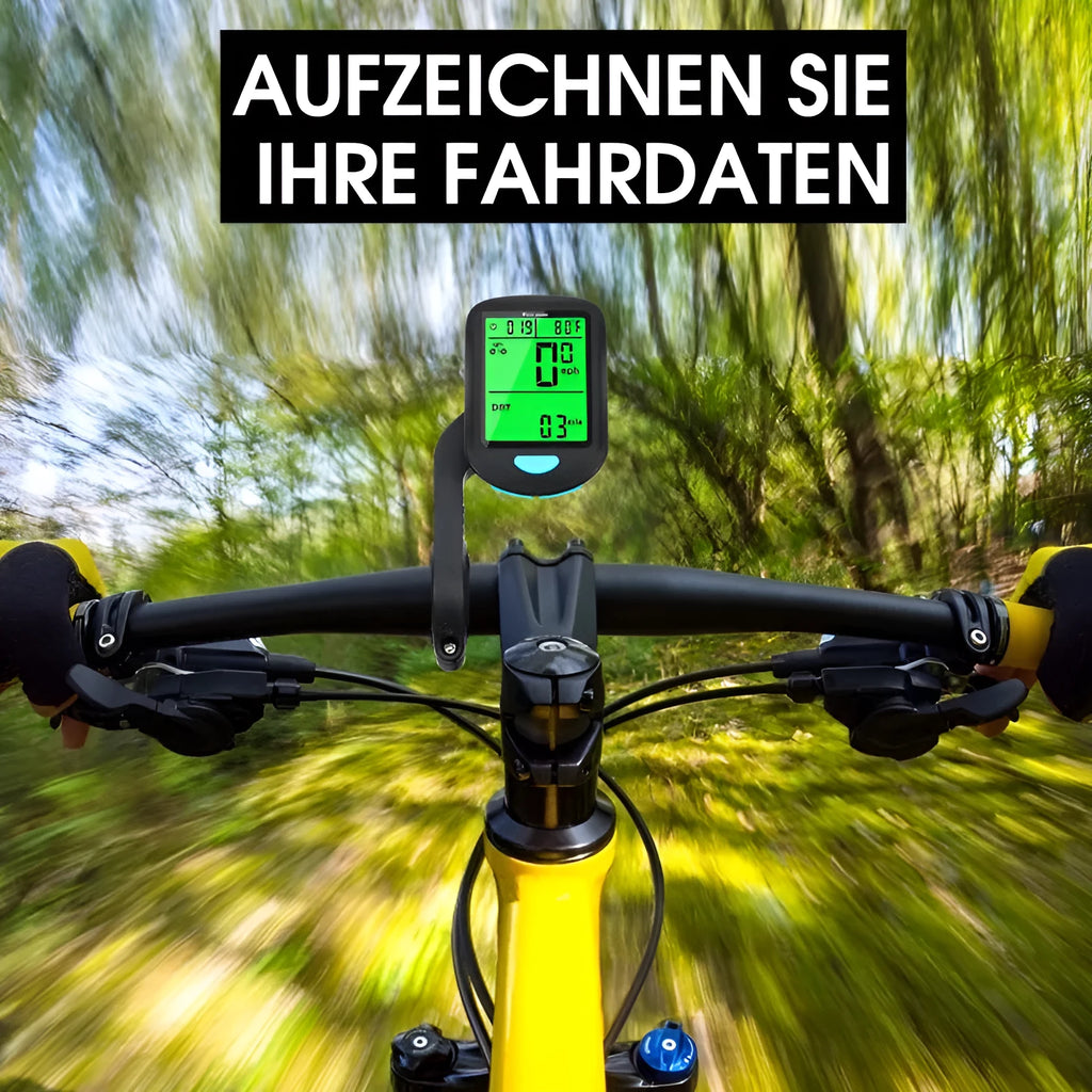 Bicycle wireless stopwatch velometer cycling fixture black ABS speedometer with mount and sensor