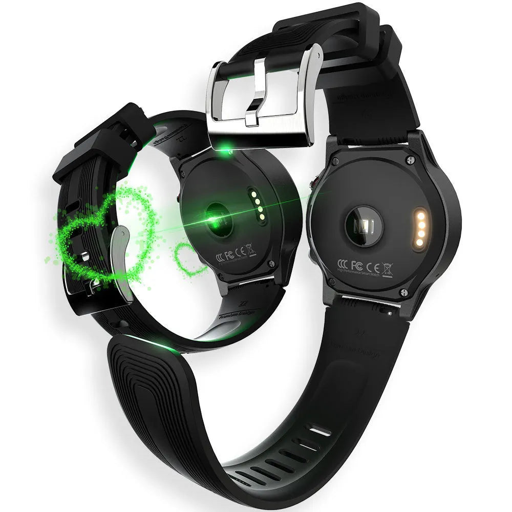 Black men's smart watch with 1.3-inch screen showing heart rate and exercise tracking display