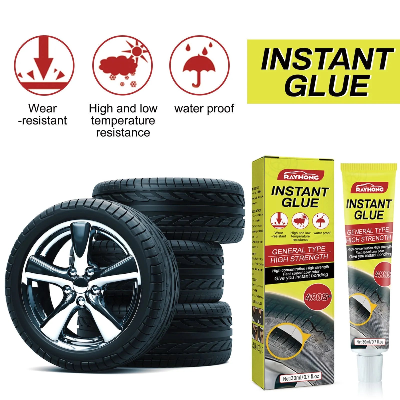 30ml tube of tyre repair adhesive for car tyre crack sealing