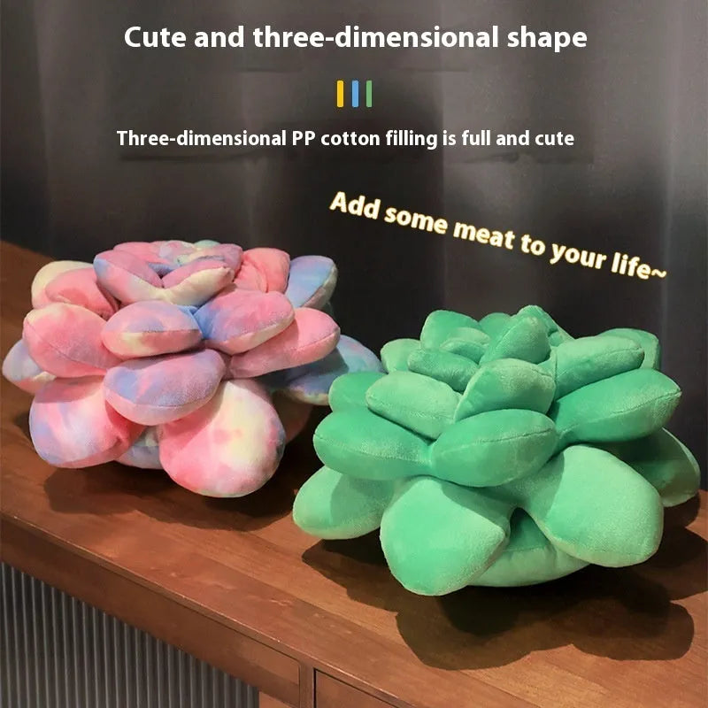 Cartoon tie-dyed succulent plush toy in dark green, light green, tender green or tie dye, 35cm or 45cm.