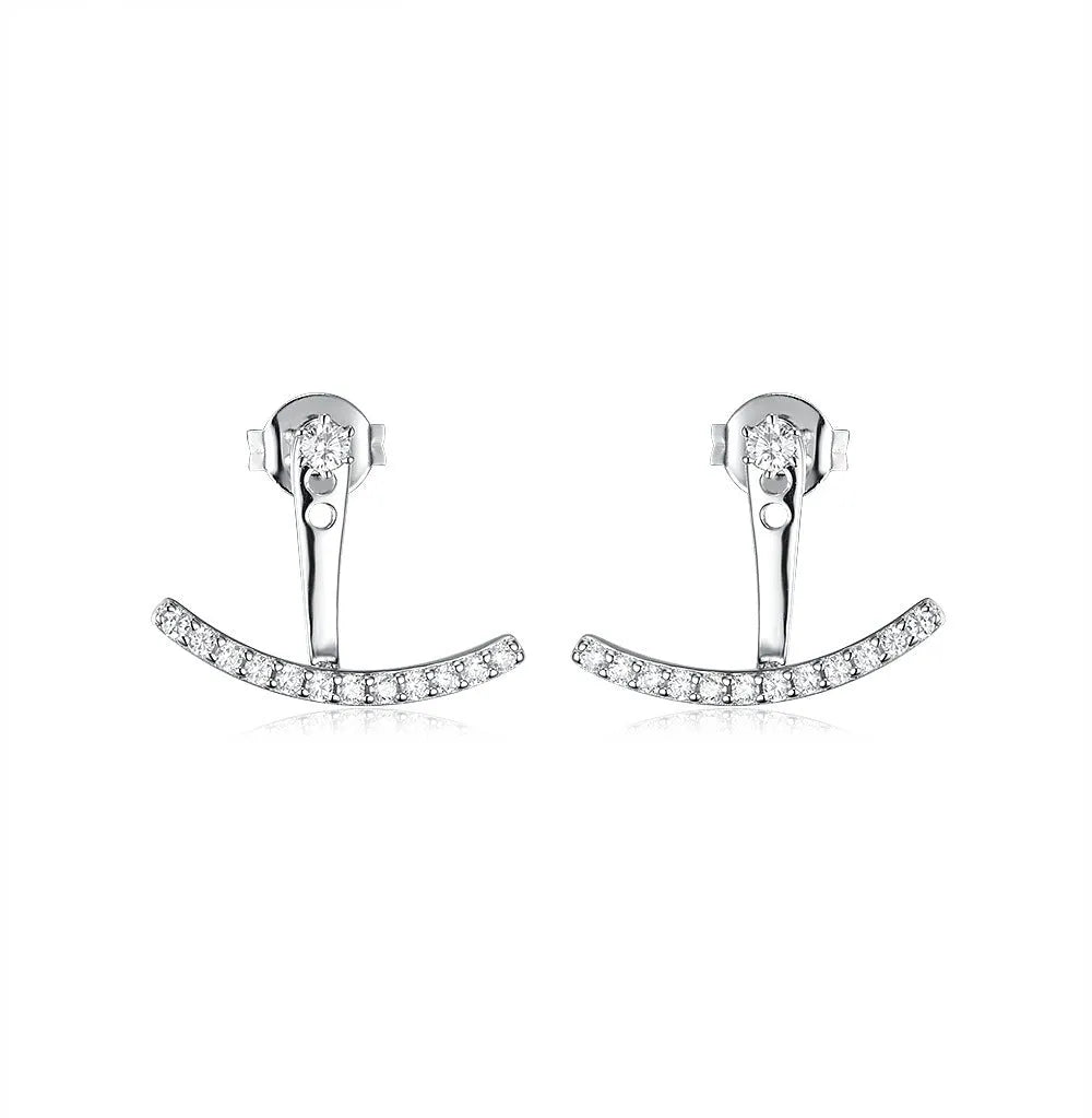925 silver smile earrings with diamond-embedded design, U-shaped geometric silhouette, Style 1