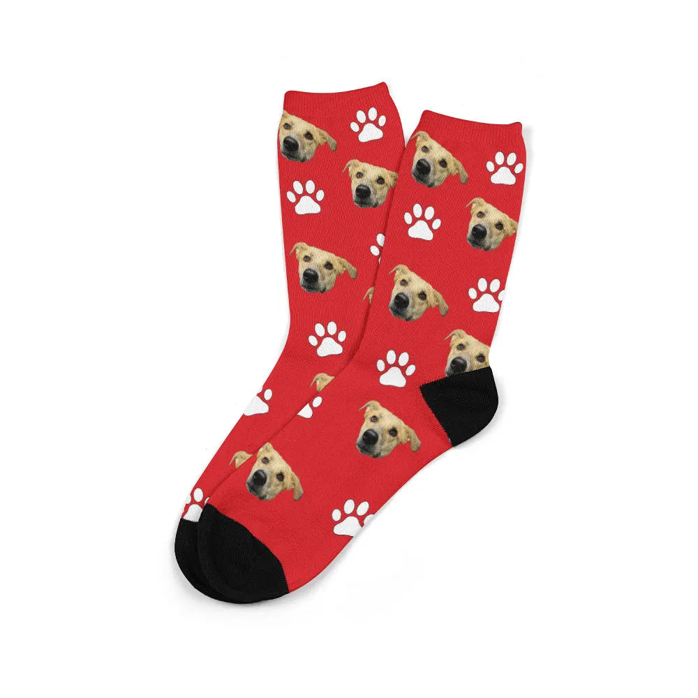 Personalised mid-calf tube socks with cartoon print customisation in multiple colour options