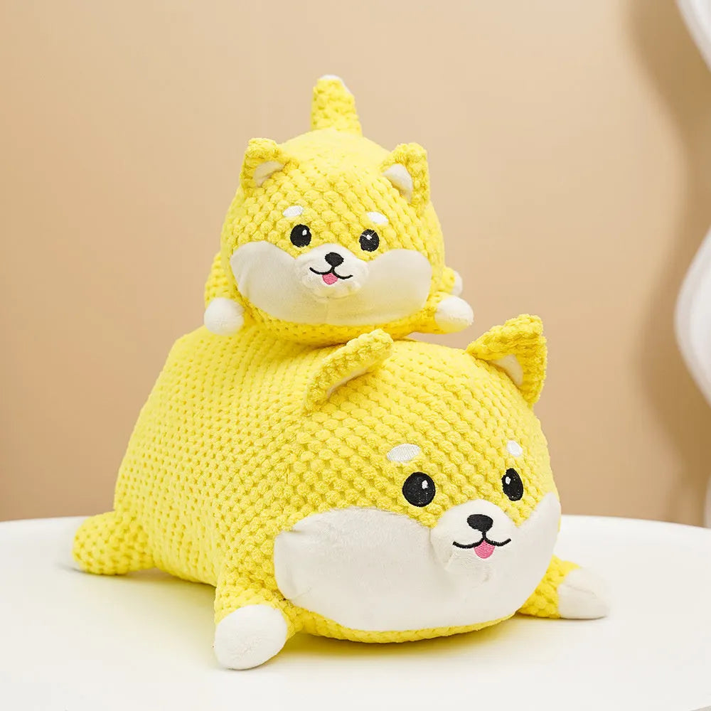 Plush calming dog toy with squeaker for puppy teeth cleaning and anxiety relief