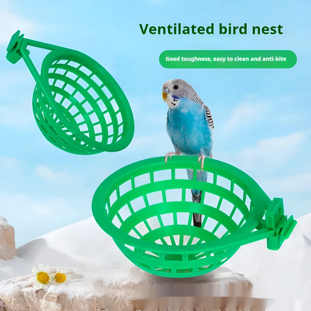 Green plastic large bird nest with split design on clean background