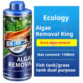 Bottle of concentrated fish tank and pond algaecide for green algae removal.