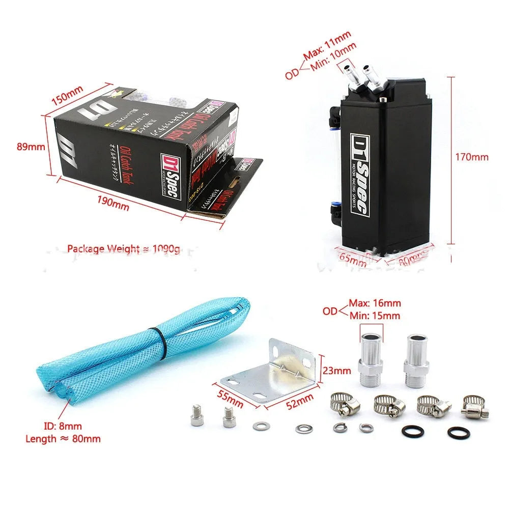 Oil catch tank for car modification in choice of four colours and two model configurations