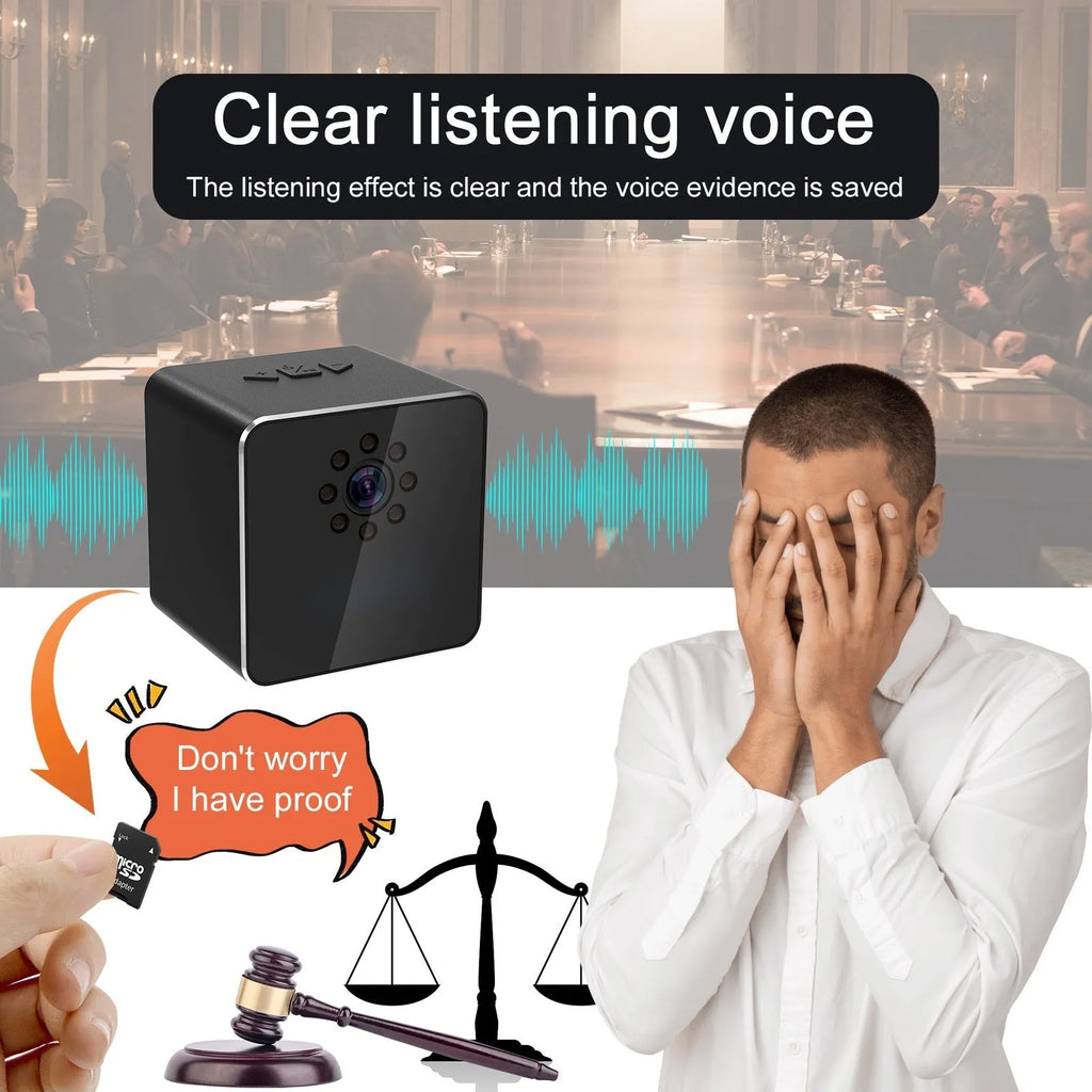 HD Z21 wireless surveillance camera measuring 11.8x6x3.6cm with night vision and alarm detection