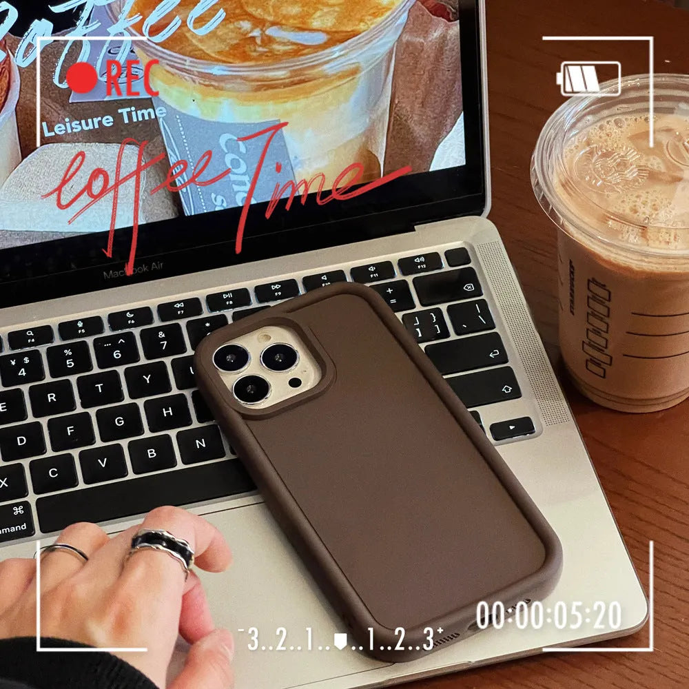 Frosted matte silicone phone case for Apple iPhone in a solid burgundy colour, showing full-wrap design.