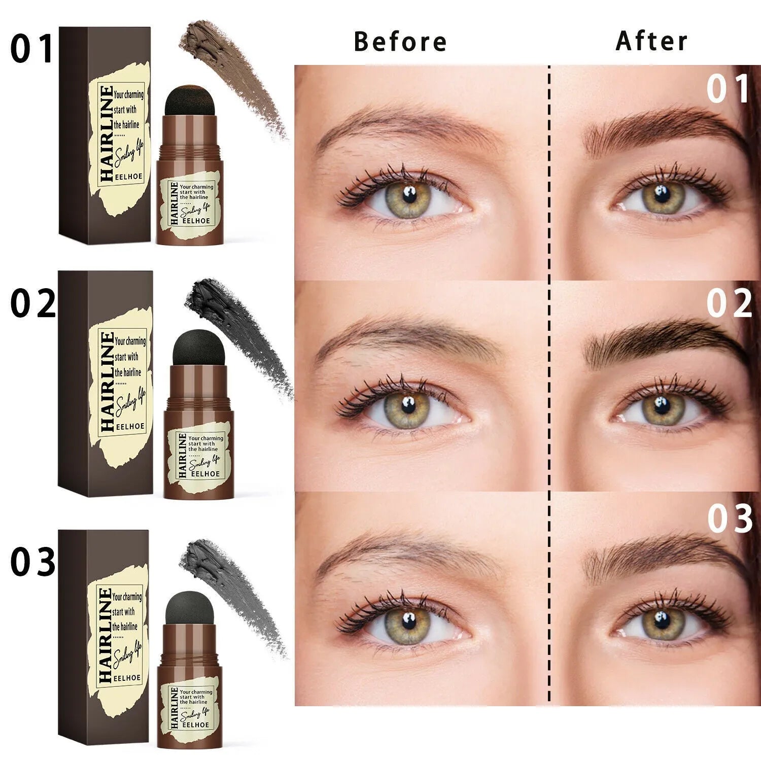 Eyebrow stamp stencil kit with 24 reusable cards, airbrush stamp, and long-lasting waterproof powder for natural brow shaping