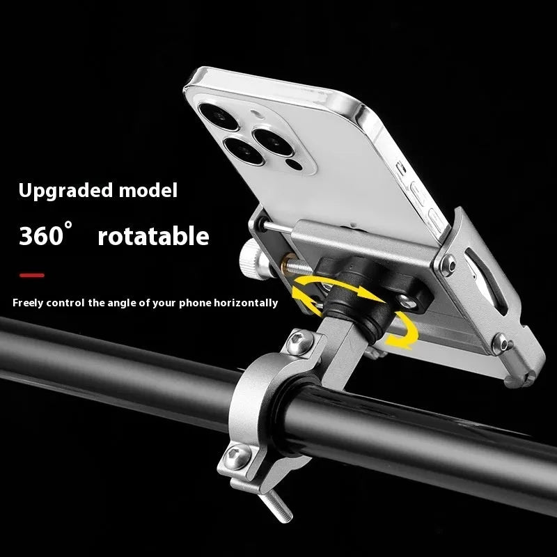Aluminium alloy bicycle and motorcycle phone holder in black, red, titanium, and black colour options