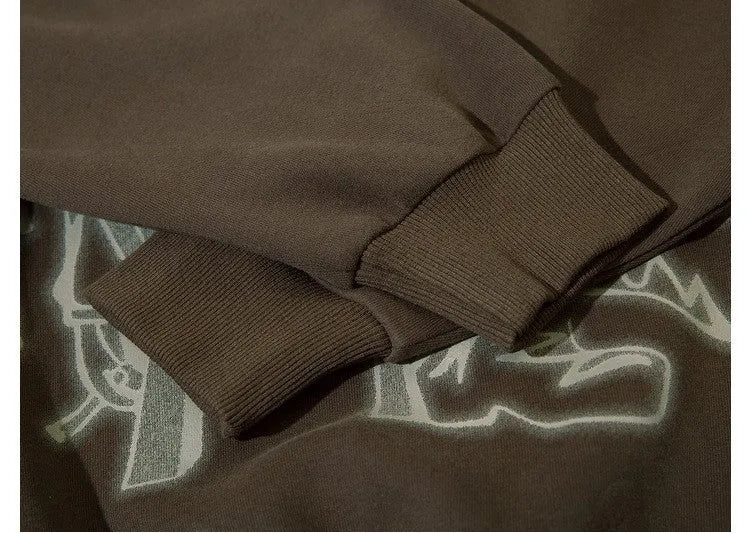 Loose-fitting couples oversize hoodie in brown and pink, round neck, long sleeves, sizes S to XXL, 90% polyester.