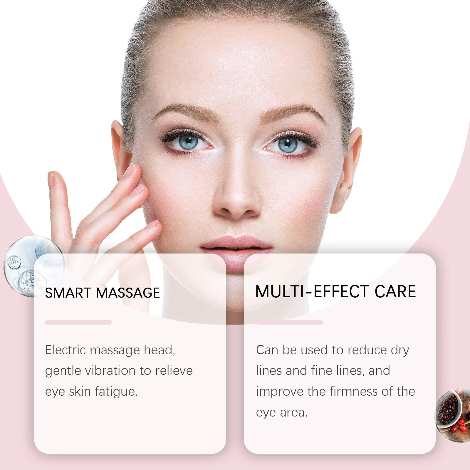 Electric vibrating eye cream dispenser unit, 7.7x11cm, containing 50g of firming moisturiser.