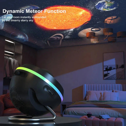 A high-quality galaxy projector lamp with 13 captivating projection effects and customizable color modes, creating a mesmerizing starry night sky in any room.