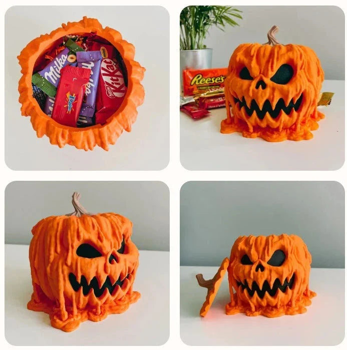 Spooky Pumpkin Candy Bowl with Lid for Halloween Fun