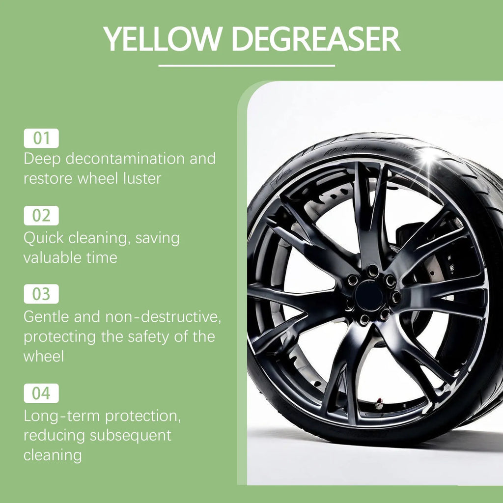 Car wheel cleaner 120ml bottle with sponge and square towel for removing rust and stains from steel rings and alloy rims