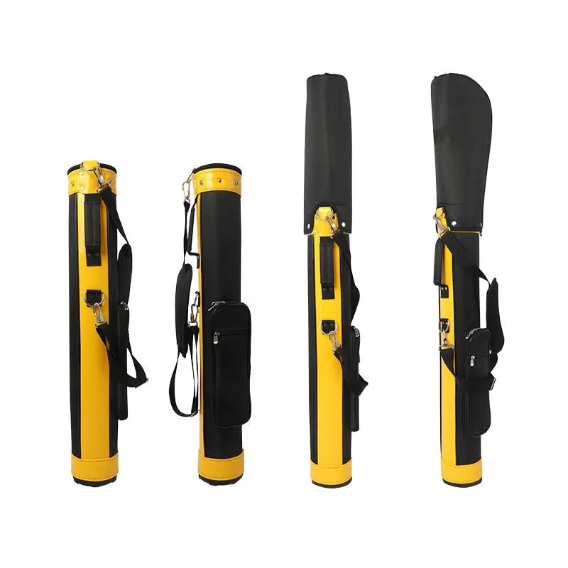 Large capacity leather golf bag in yellow with zippered compartments