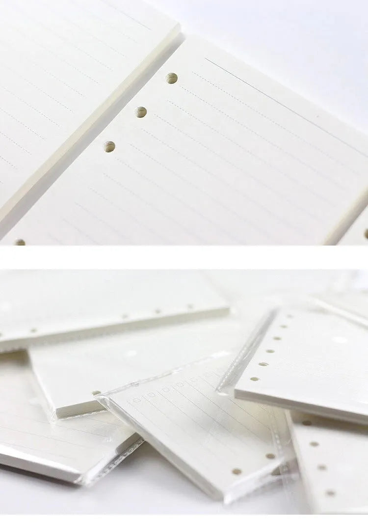 A5 6-hole loose-leaf refill with dot matrix ruling, 40 sheets of Daolin paper, displayed on a desk beside a ring binder