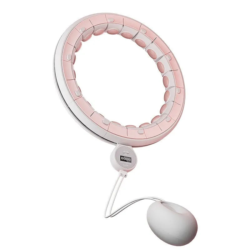 Pink intelligent hula hoop with PP and TPE construction for abdominal compression fitness and fat burning