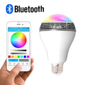 Creative Home E27 smart LED bulb with integrated Bluetooth speaker, showing RGB colour changing ability.