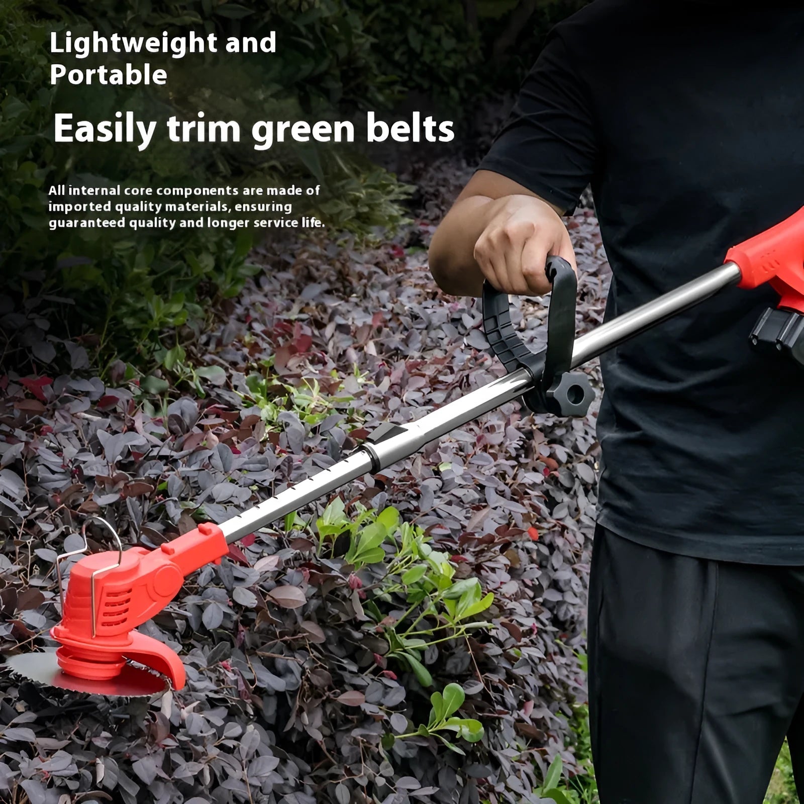 Household portable weeding machine with bare metal construction in three colour options