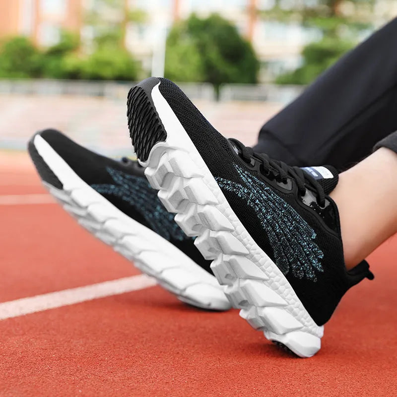Low-top black and white running sneakers with cross strap design and MD sole