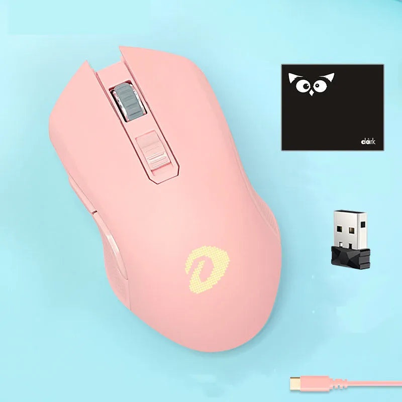 Lightweight wireless wired game mouse with USB connector and mouse pad in green