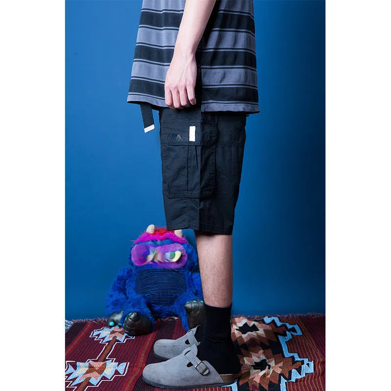 Retro Japanese double-layer waistband cotton casual trousers for men in Army Green colour