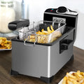 Silver 3 litre electric fryer with Teflon non-stick coating and 2000W