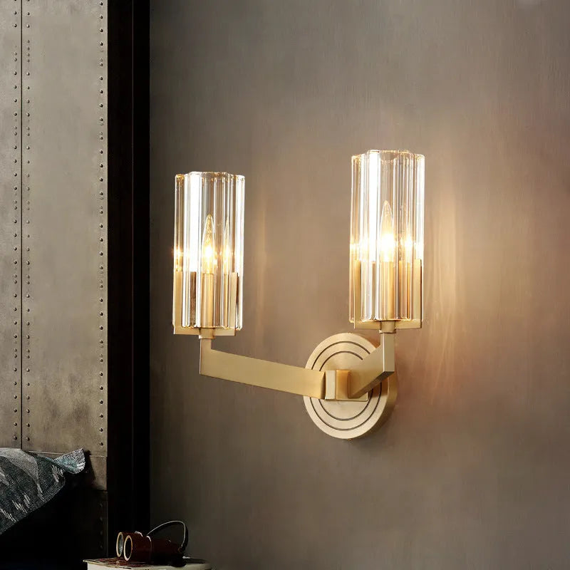 Modern copper wall lamp with single head and double head configuration options
