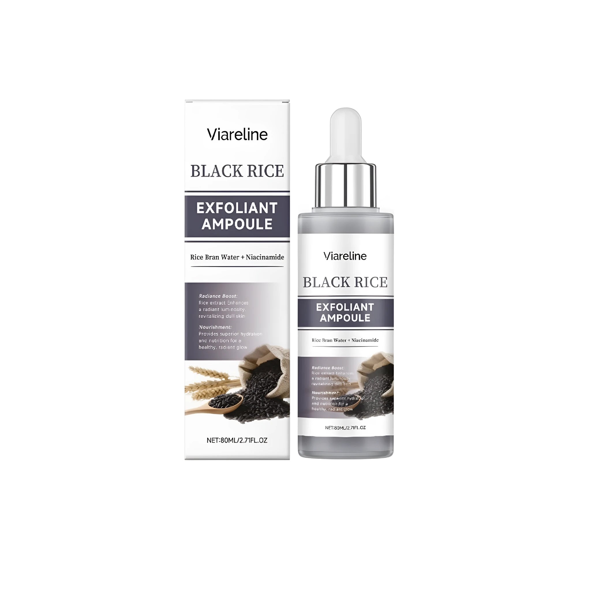 Black Rice Exfoliating Liquid facial essence bottle, 80ml capacity