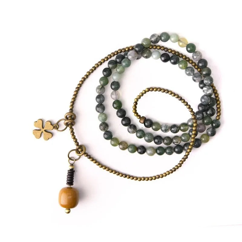 Multi-layered national style bracelet for children with natural crystal and semi-precious stones