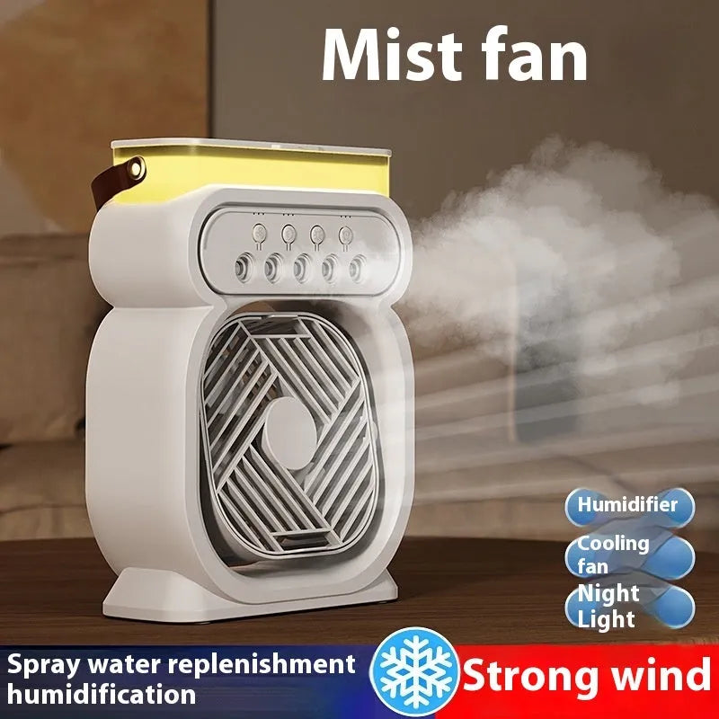 Portable 3-in-1 air conditioner evaporative cooler with LED lights in black, blue, green or white