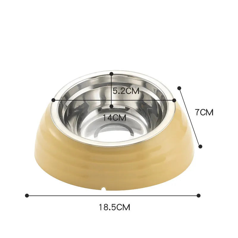 Stainless steel cat bowl in beige, light green, or brown colour options