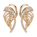 Women's geometric copper ear clip with micro-inlaid zircon wings and gold-plated artificial gemstone inlay