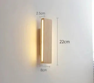 Solid wood LED wall lamp in 22cm, 32cm or 52cm size with warm or white light, 220V
