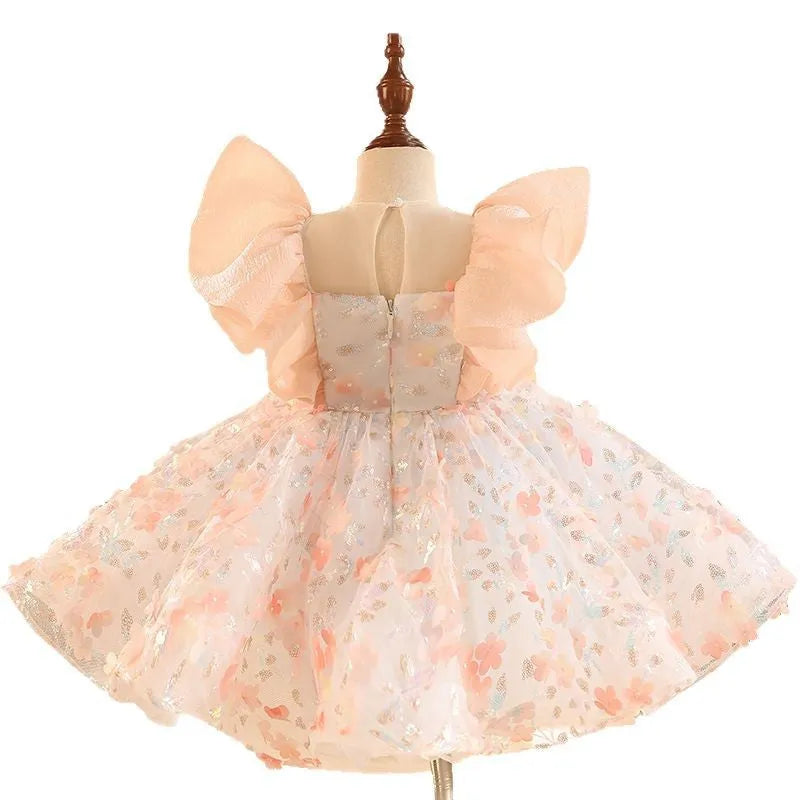 Children's polyester princess dress in floral colour for height 80-150cm for birthday parties