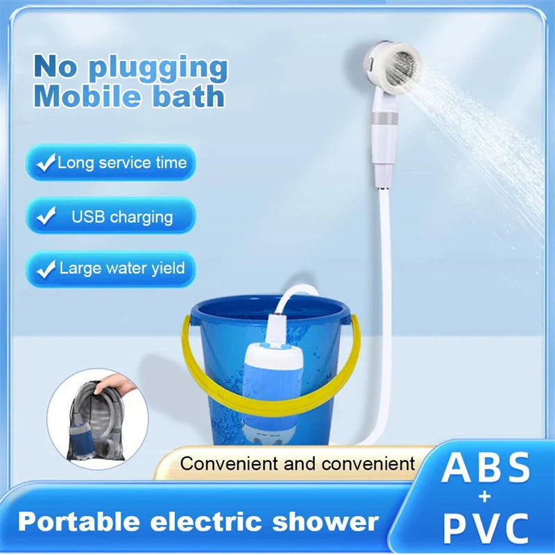 Rechargeable Portable Outdoor Shower with Adjustable Water Pressure and Showerhead Settings